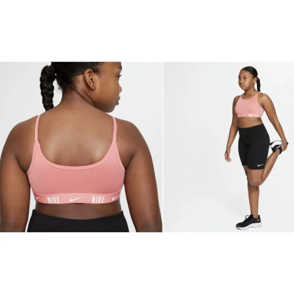 Nike Trophy Big Girls Sports Bra Dri-Fit Training Light Support Pink Size XL(+)